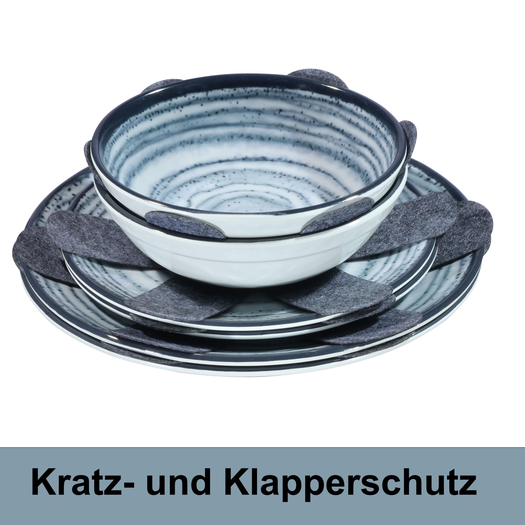 Melamin Geschirr Set Schiefer 6 Personen Blau Wohnwagen Camping Picknick