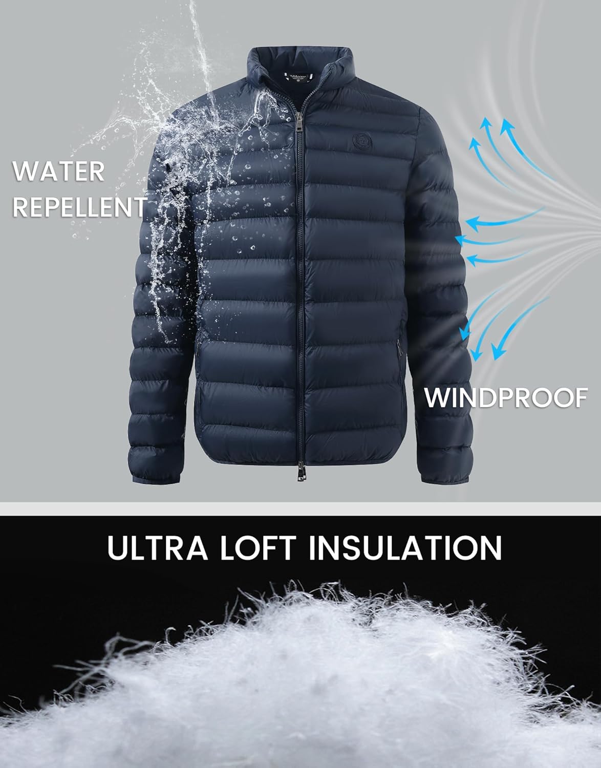 M MAELREG Mens Puffer Jacket Lightweight Golf Packable Coats Water-Resistant Windproof Insulated Down Winter Jackets for Men - Image 5