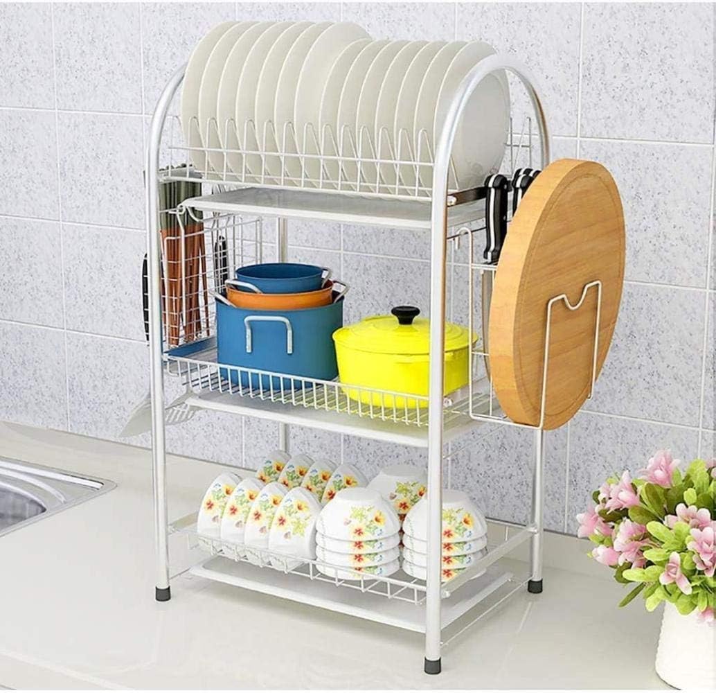 Draining Rack Drying Racks Kitchen Dish Drainer Rack Organizer 3-Layer Stainless Steel Dish Rack Kitchen Rack 41.5 29.5 70cm Cutlery Rack