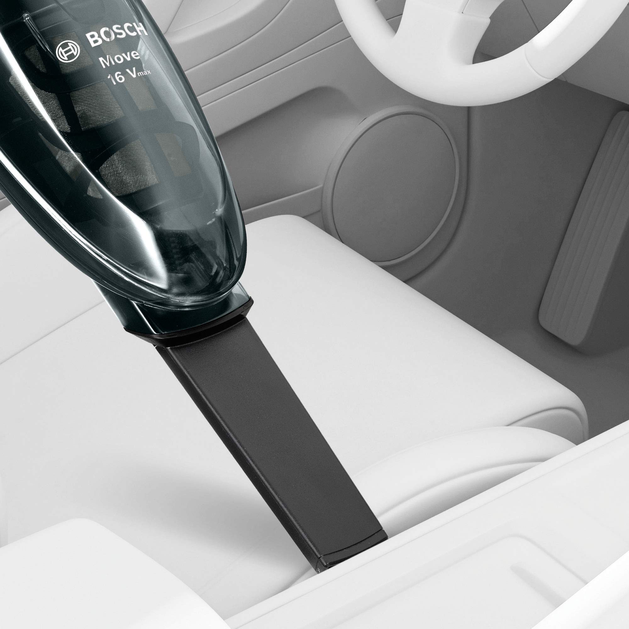 Bosch Hausgeräte Handstaubsauger Move Lithium 16V max BHN16L, Akku-Staubsauger, ideal für Polster und Auto, beutellos, kabellos, leicht, hohe Saugkraft, Lange Laufzeit, Lithium-Ionen-Akku, grau