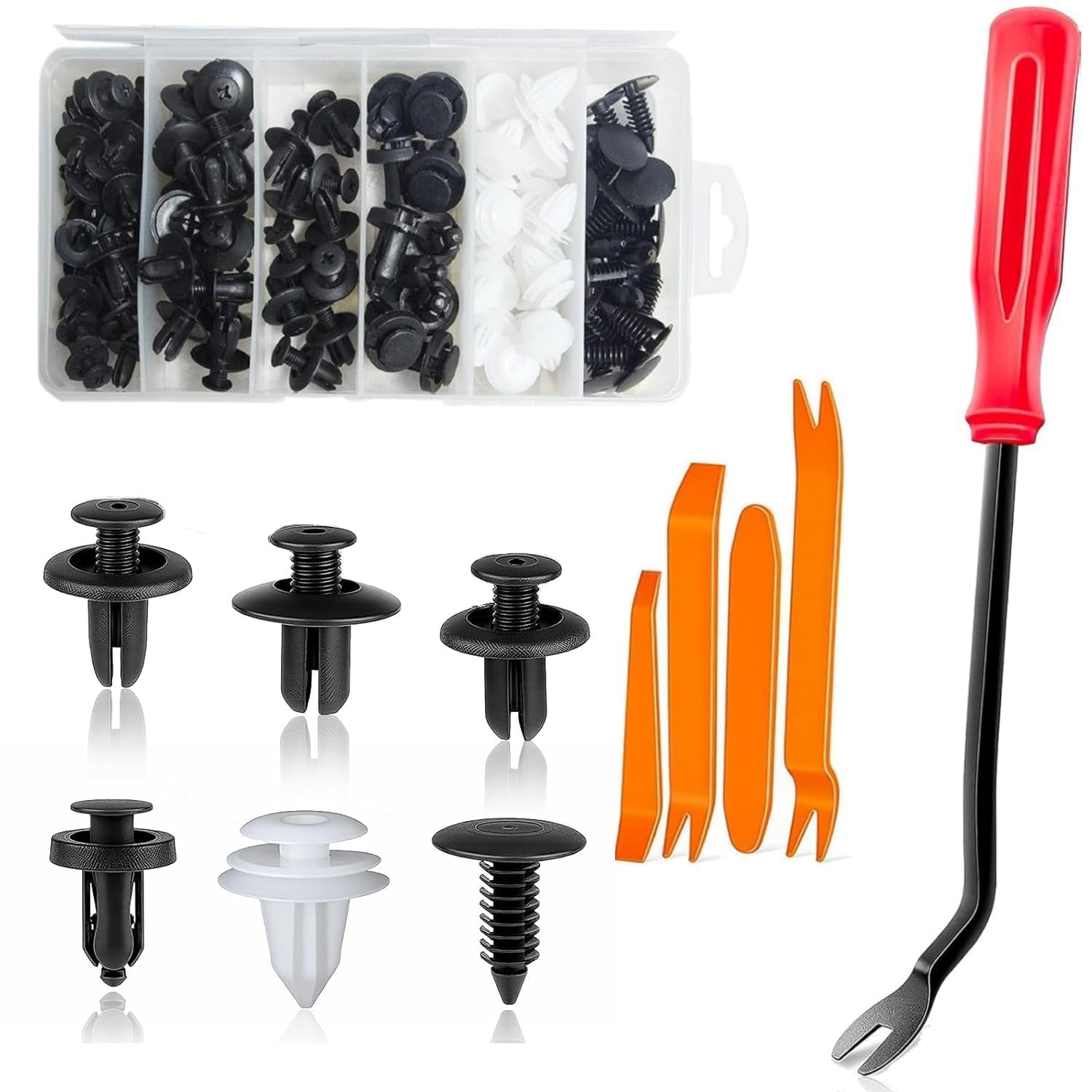 100 Pcs Bumper Clips Car Clips Plastic Rivets of 6 Most Popular Sizes and 5 Fastener Removers Fasteners Push Retainer Kit Auto Push Pin Rivets Set-picture-12