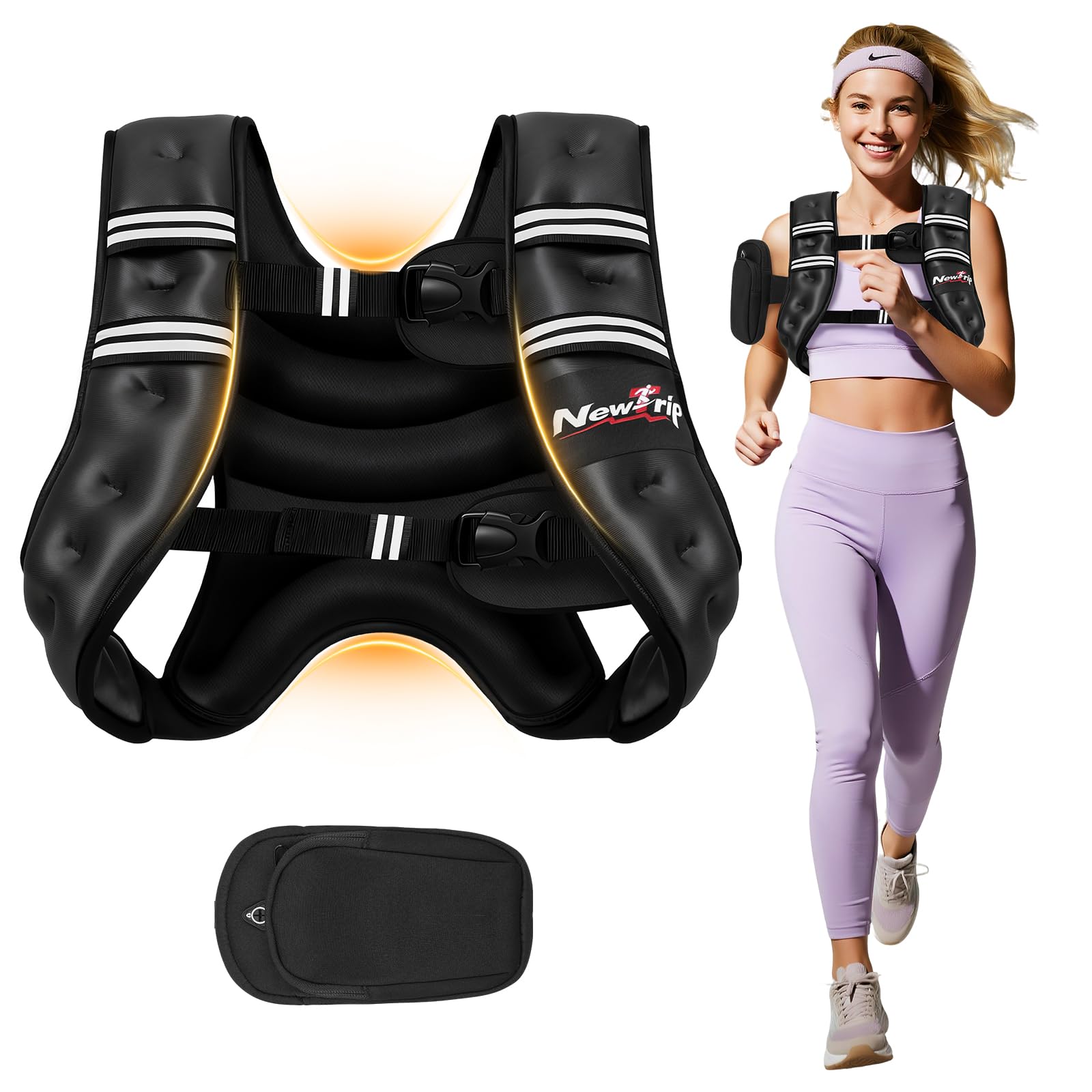 Weighted Vest Women Men - 5lbs 8lbs 10lbs 12lbs 15lbs 20lbs 25lbs 30lbs Adjustable Weight Vest with Detachable