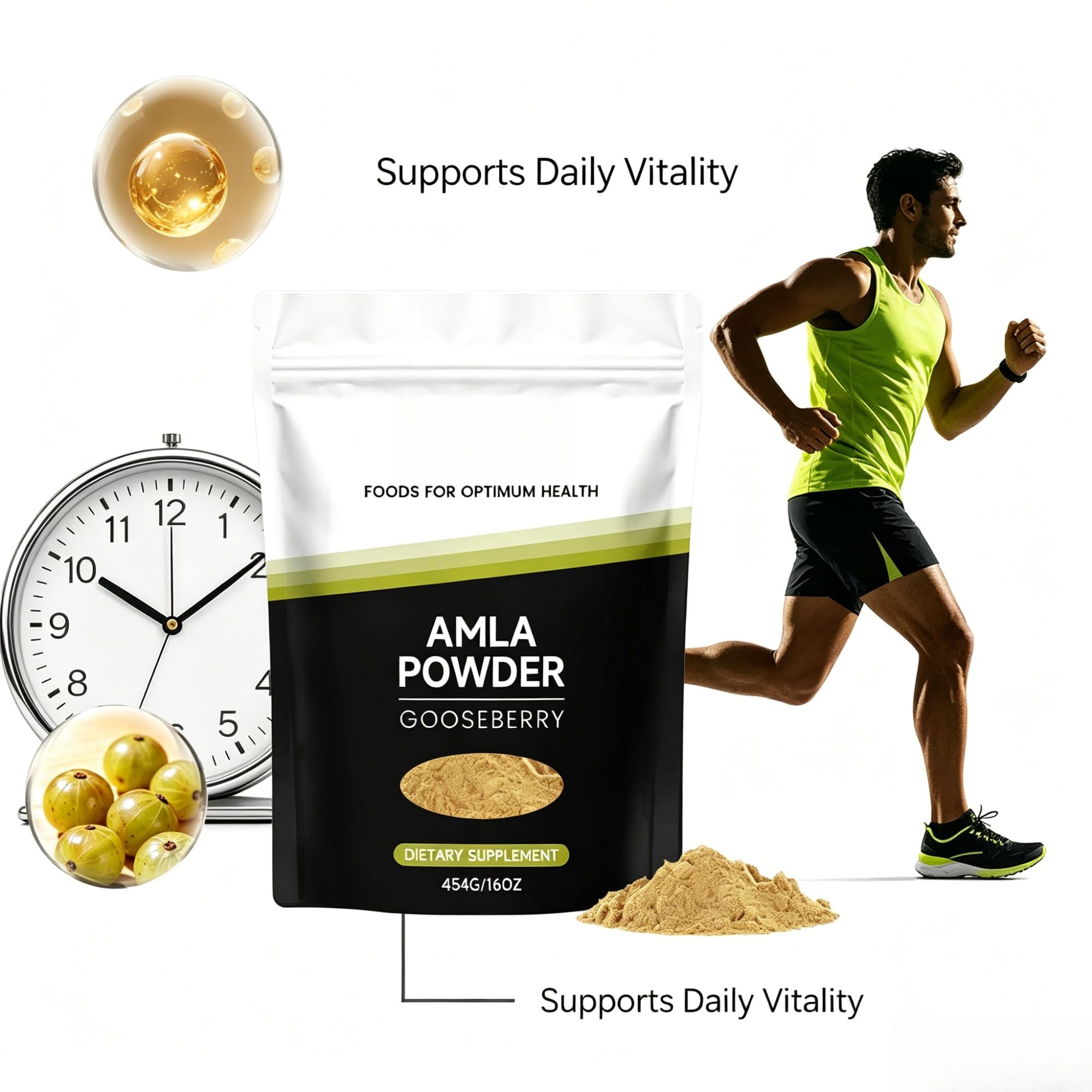 Suplemento nutricional diario en polvo | Mezcla de vitamina C y Amla | Nutrientes esenciales, energía sostenida | Mezcla de bebidas fácil de mezclar(5pcs)