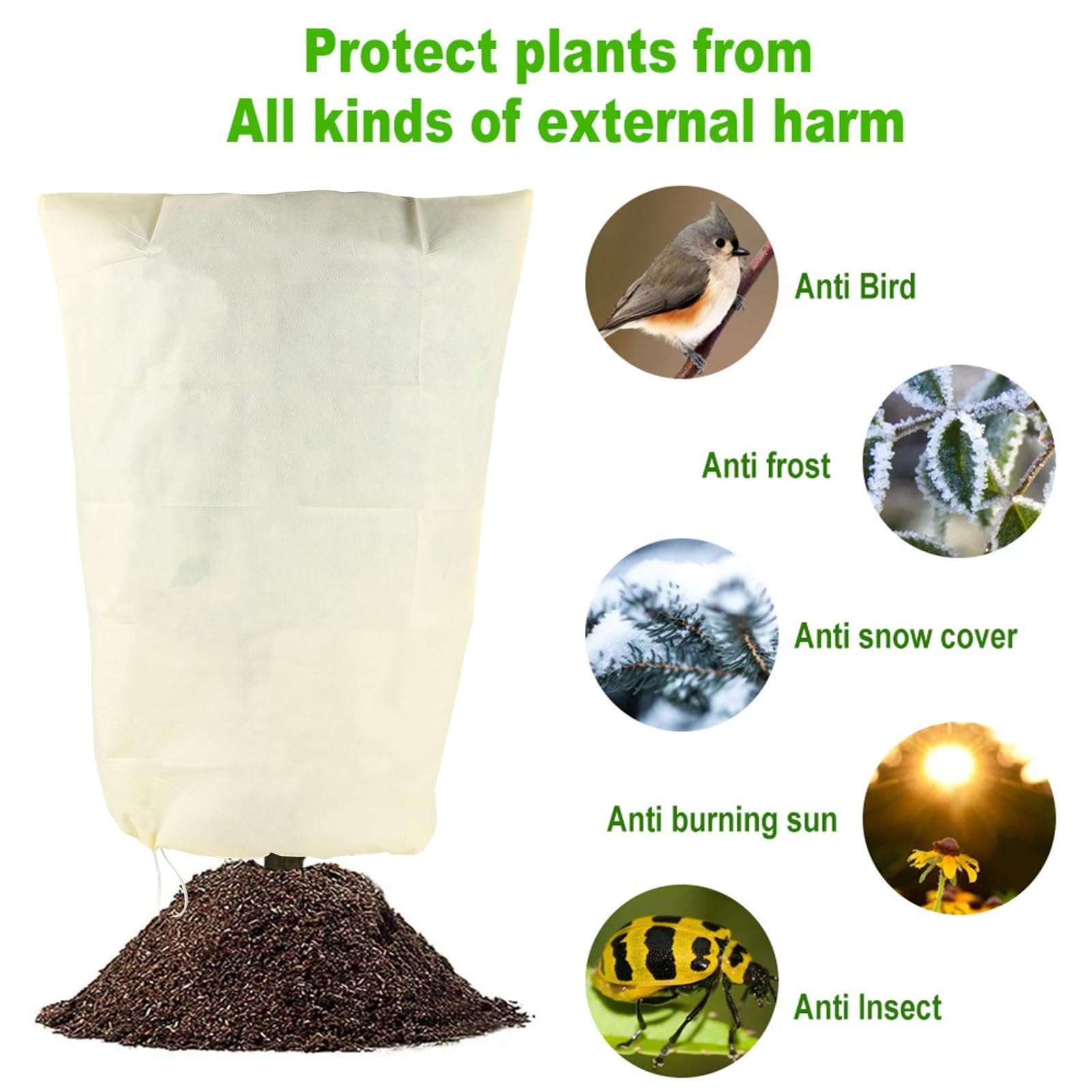 Voile D’hivernage Pour Plantes – Lot De 2 Housses 180x120 Cm – Protection Contre Gel, Insectes, Intempéries – Fermeture Zip Et Cordon