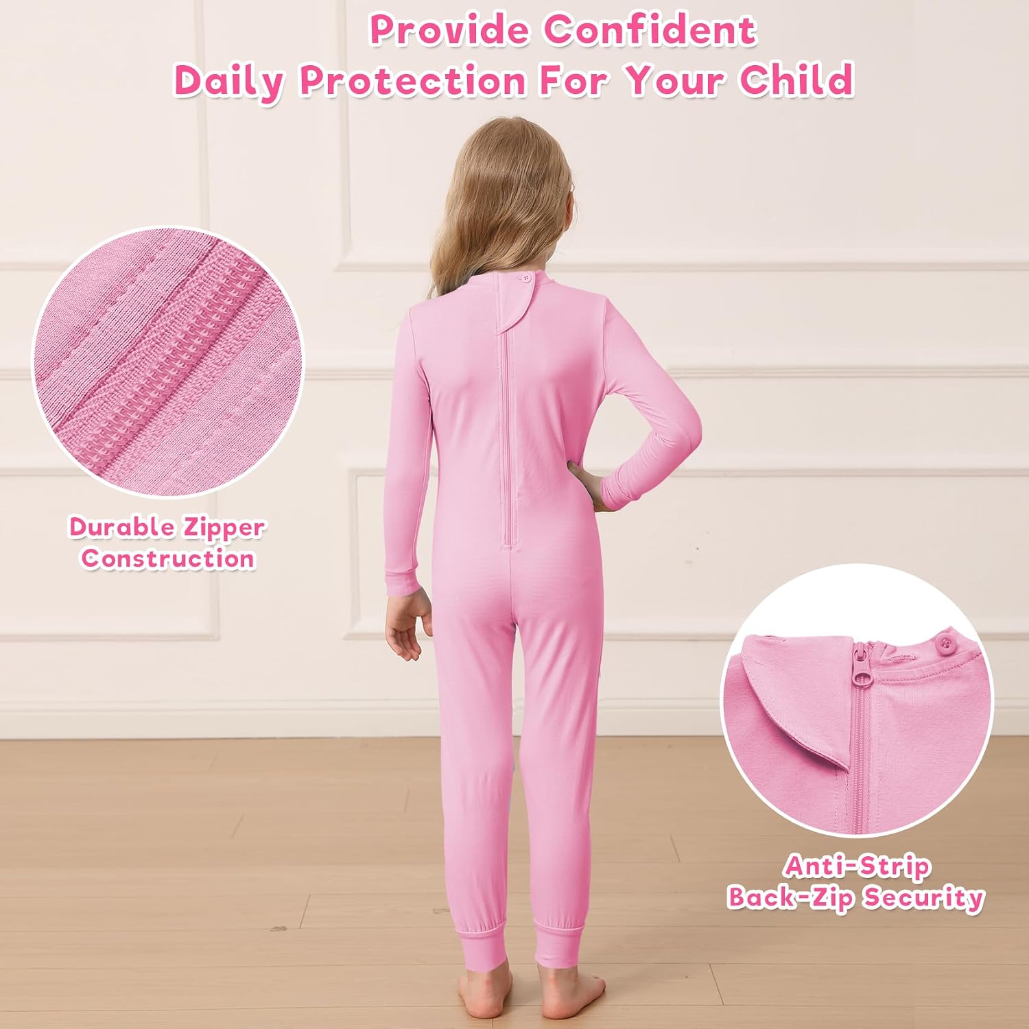 Adaptive Clothing for Special Needs Kids Autism Jumpsuit Long Sleeve | Anti strip design,Zip Back Jumpsuit for toddler,Sensory Friendly