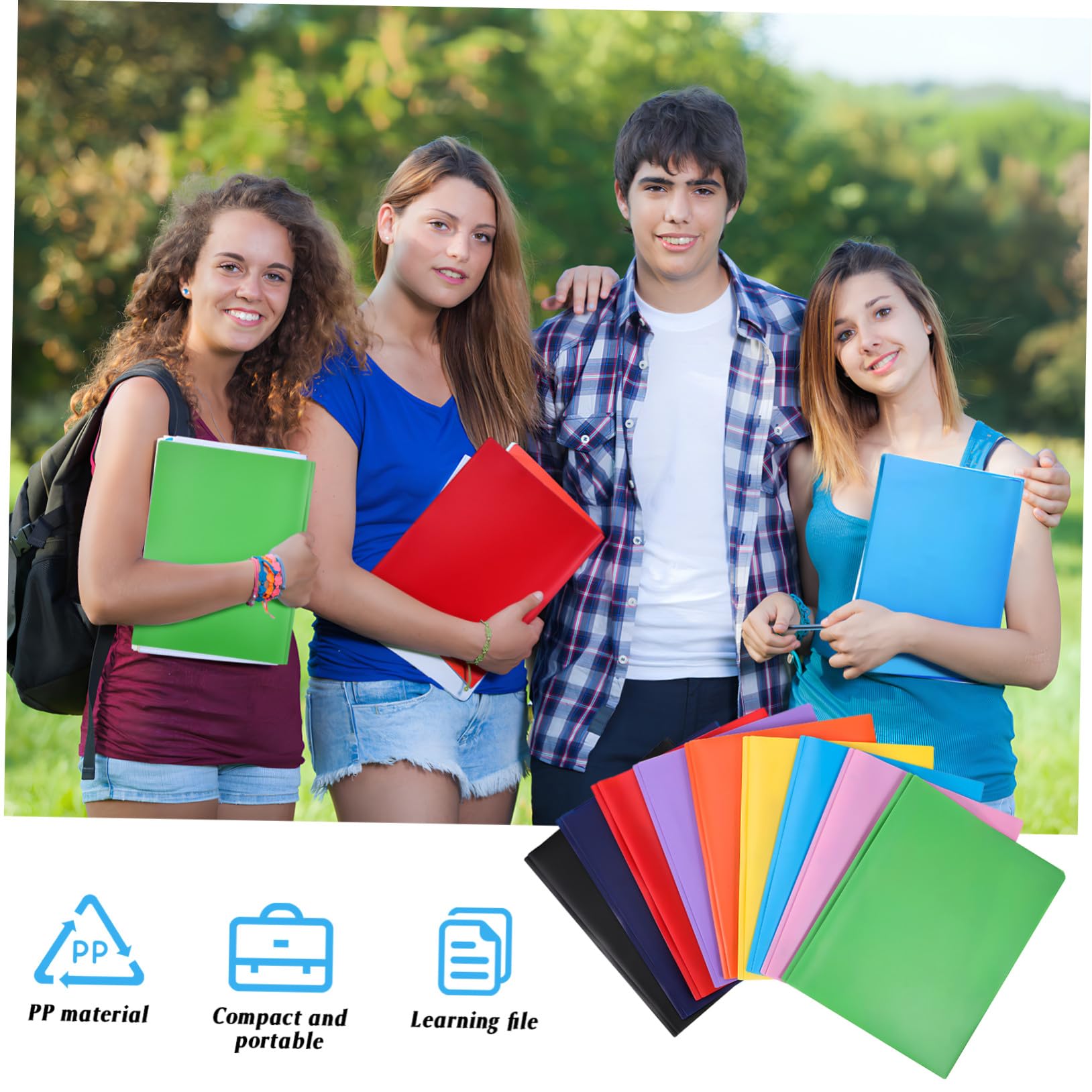 9 Stück Teiliges Bunter Kunststoff ordner mit Zwei Taschen Flexible Dokumentenhalter Kompakt und Tragbar Vielseitig für Büro Schule und Zuhause zur Effizienten Organisation