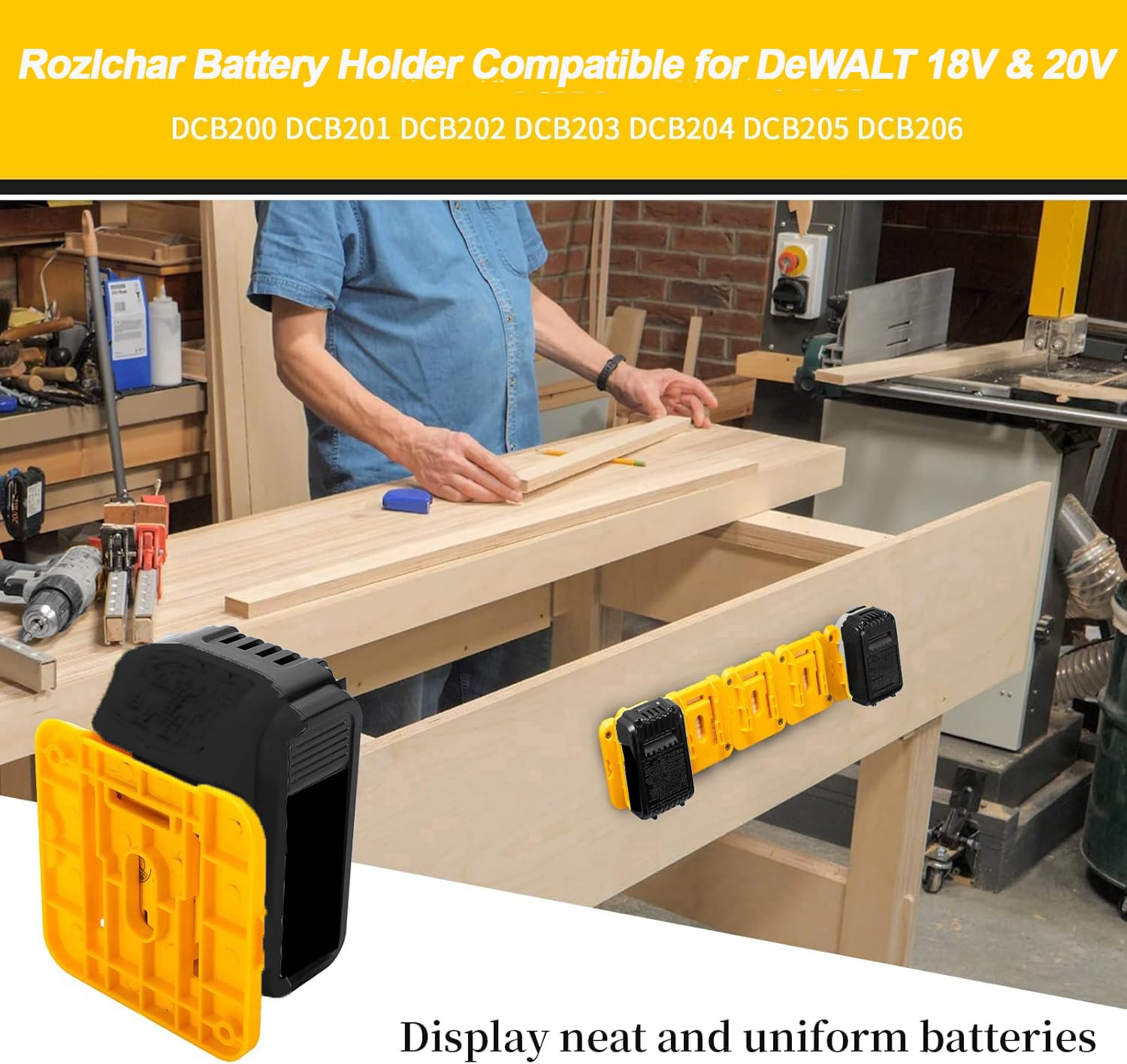 WHYICHG 5 Pack Battery Holder Compatible For Dewalt 20V Battery - View #4