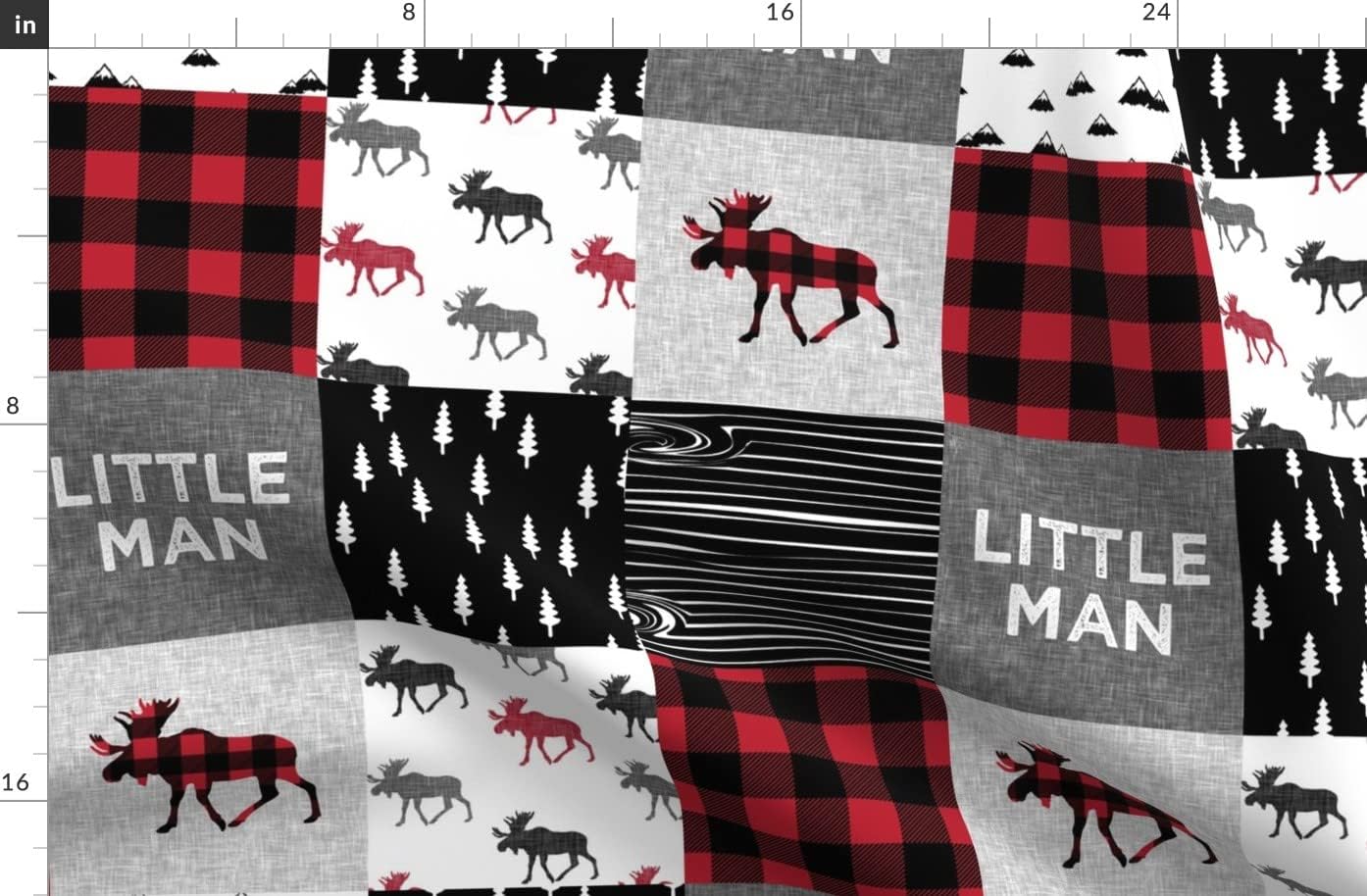 Spoonflower Fabric - Woodland Buffalo Plaid Wholecloth Moose Quilt Topper Animal Camping Printed on Organic Cotton Sateen Fabric by The Yard - Sewing Quilting Apparel Home Decor