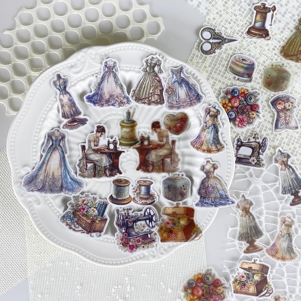 Alideco 80Pcs Vintage Victorian Tea Scrapbooking Stickers Scrapbook Paper Aesthetic Kawaii Girls Stickers for Journaling Assorted Phone Adult(chouduanshijia)
