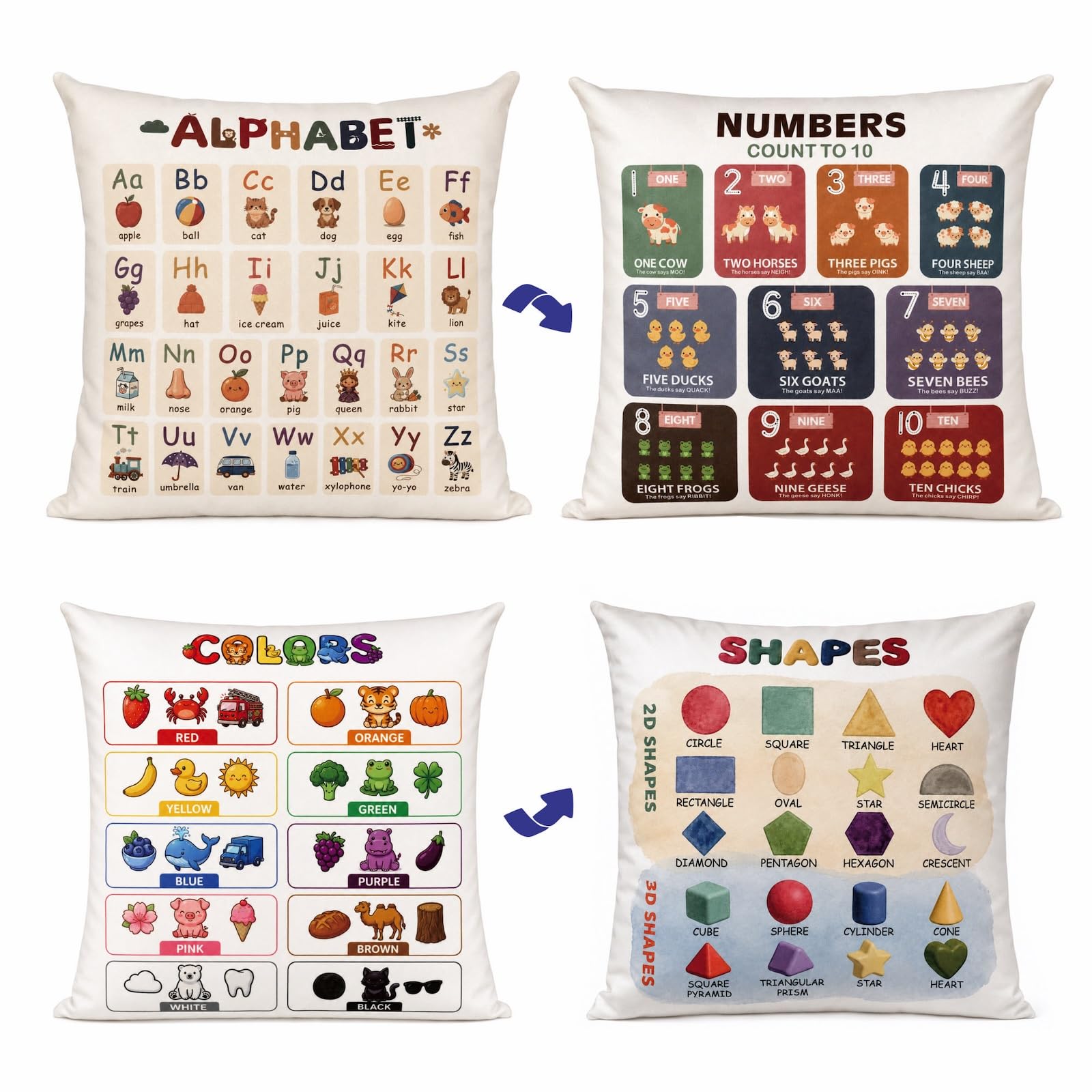Photo 1 of Educational Pillow Covers for Kids Set of 2, 18x18 Learning Poster Design