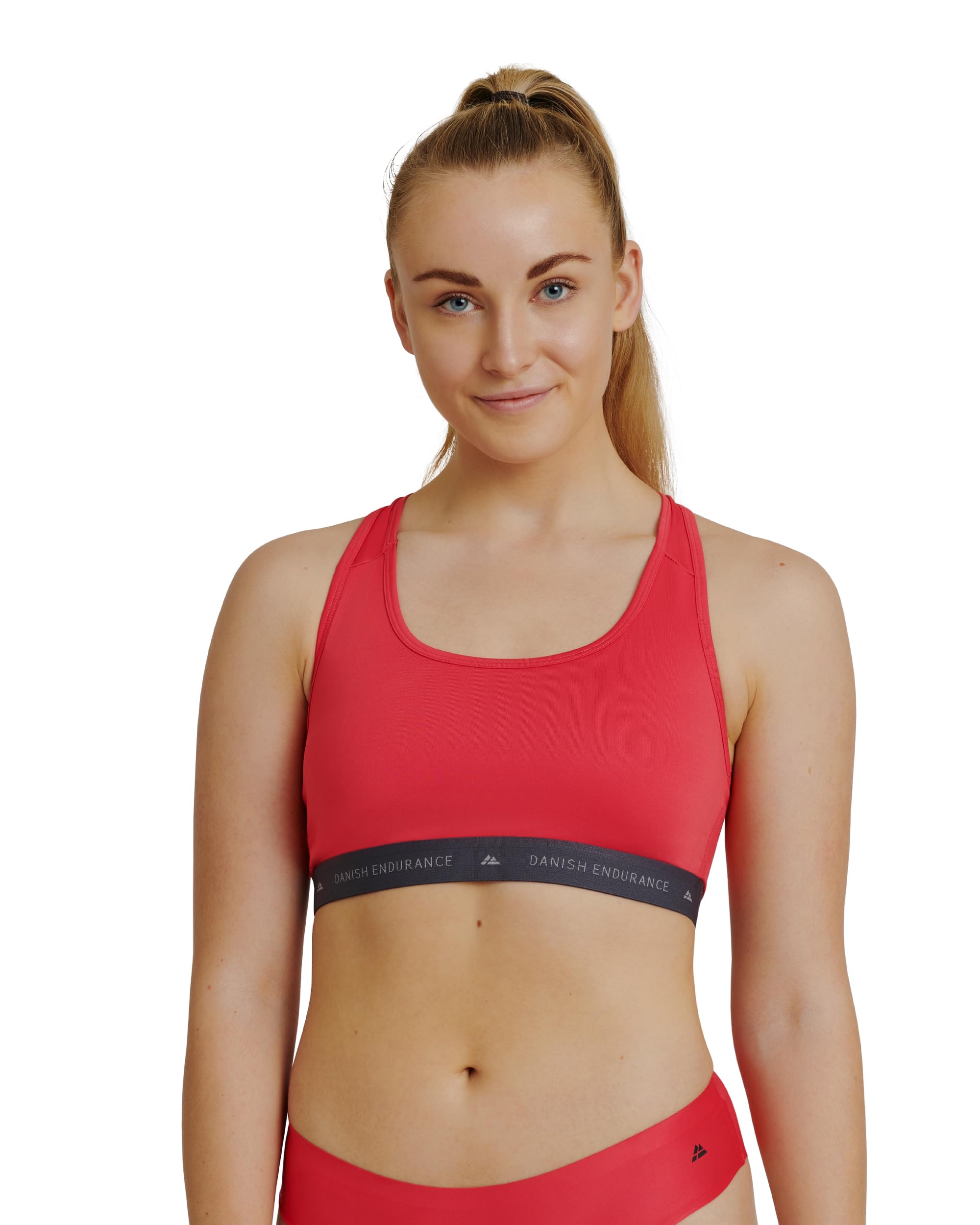 DANISH ENDURANCE Sports Bra for Women, Lightweight Racerback Compression Bralette, for Workouts (Pink, Medium)