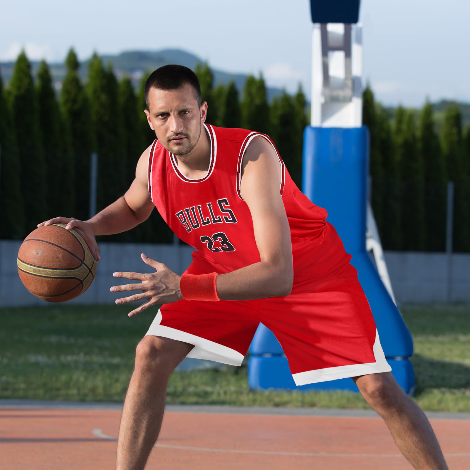 Pardofelis Maillot de basket-ball pour homme, en jersey, vêtements d'entraînement sans manches, respirant, t-shirt de basket-ball, gilet et short avec 2 bandeaux éponge