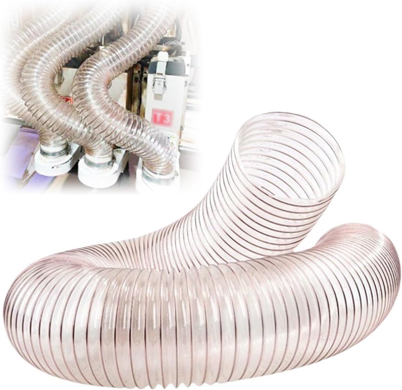 Manguera para conductos, Manguera Flexible de Poliuretano (PU) de 1 Metro (3,3 pies), Tubo de extracción de Aire y recolección de Polvo de 0,93 mm, Tubo de ventilación de 170 mm para Uso Ind