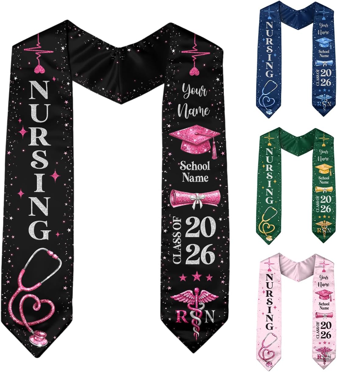 Custom Nursing Stole Graduation, BSN Grad Sash, Rn Graduation Stole, Nurse Class of 2026 Sash