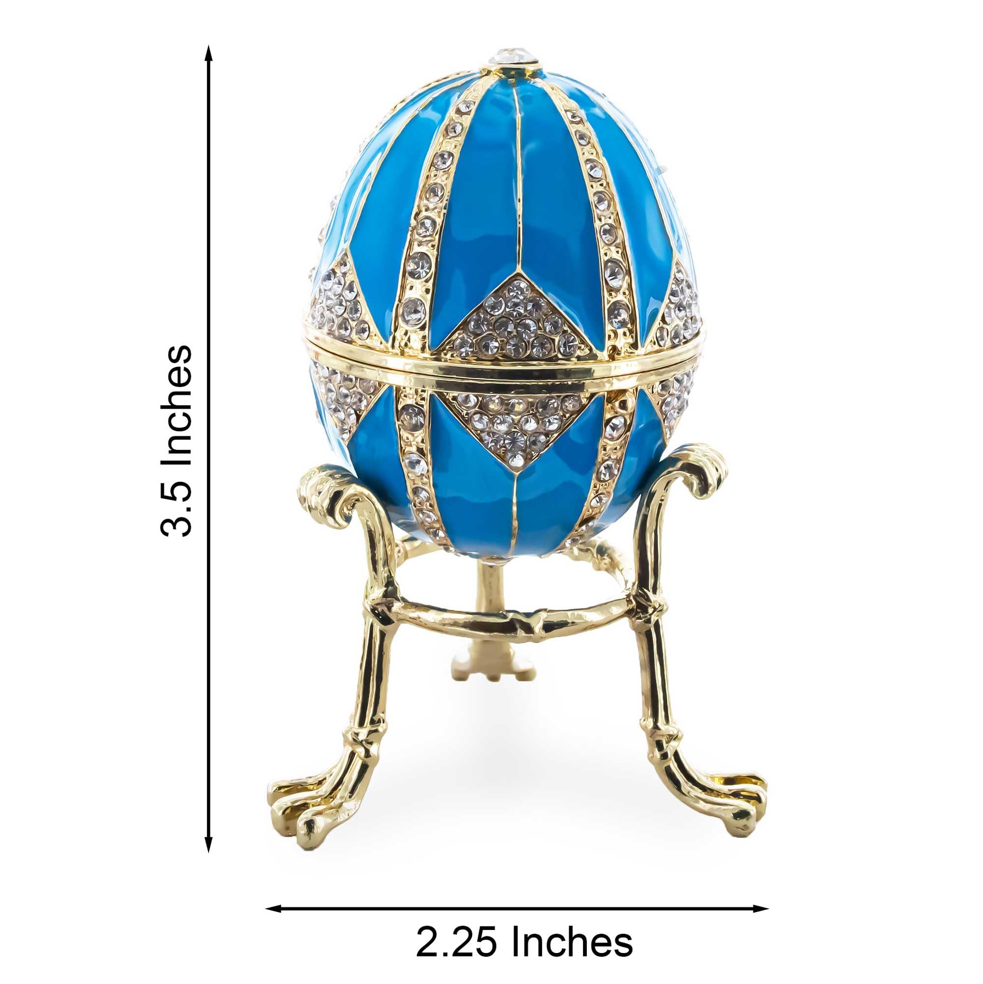 Cristal Rombo en Huevo de Pascua de Metal Inspirado en el Real Azul Esmalte de 3.15 Pulgadas.