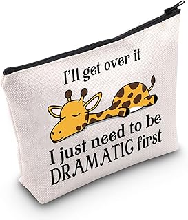 Giraffe Lover Gift Giraffe Cosmetic Bag I'll Get Over It Girrafe I Just Need To Be Dramatic First Zipper Bag Animal Rescue Gift (Girrafe bag)
