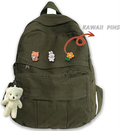 Miniatura 4 de Lindas mochilas de lona para mujeres y niñas, mochila estética para computadora portátil, mochila vintage para la universidad y la escuela