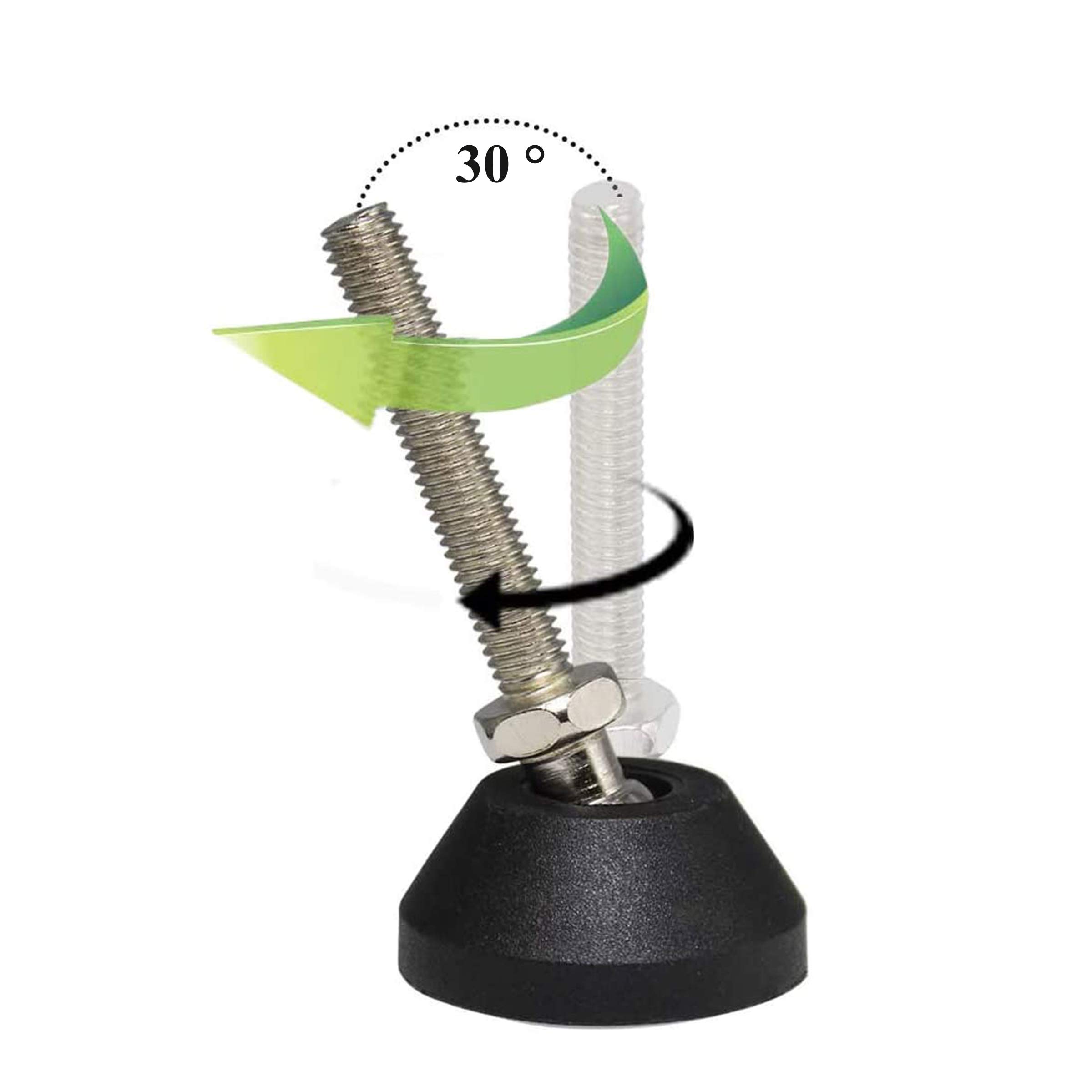 Drenky 8Pz M10x50 Regolabile in altezza piedini per mobili macchinari per mobili di medie dimensioni con filettatura maschio, piedini di livellamento con dadi a T e dadi, base in plastica antiscivolo