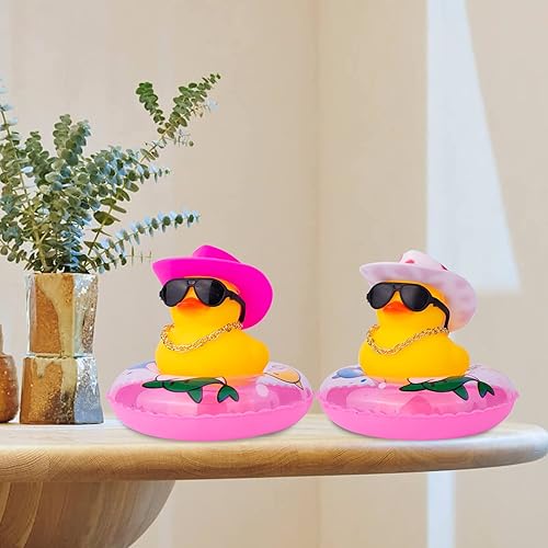 Miniatura 7 de Decoraciones de tablero de automóvil de pato para decoración de tablero de automóvil, accesorios de decoración con mini anillo de natación, collar y