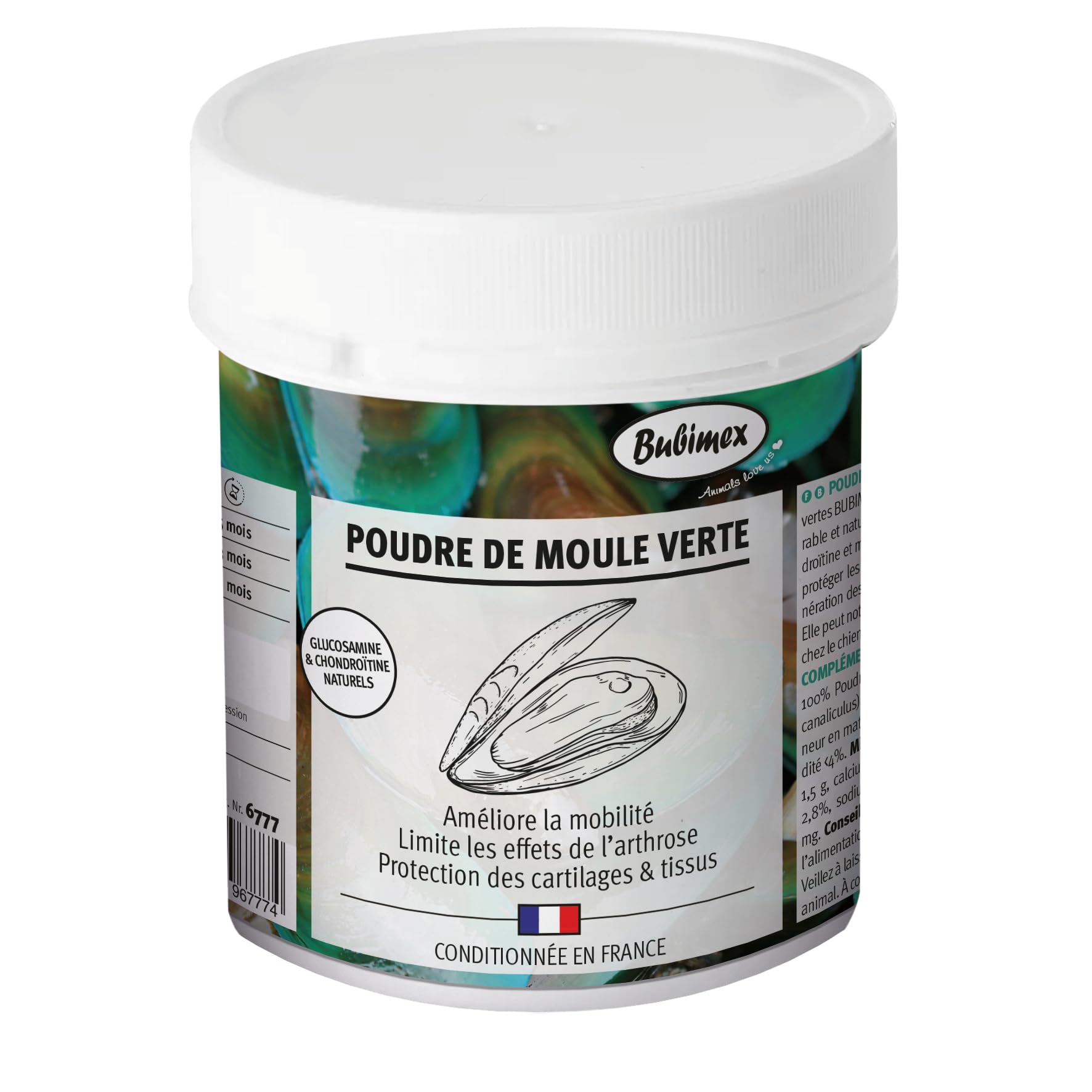 BUBIMEX - Poudre de Moules Vertes - Bien-Être Articulaire Chien & Chat - Formule 100% Naturelle - 400 g