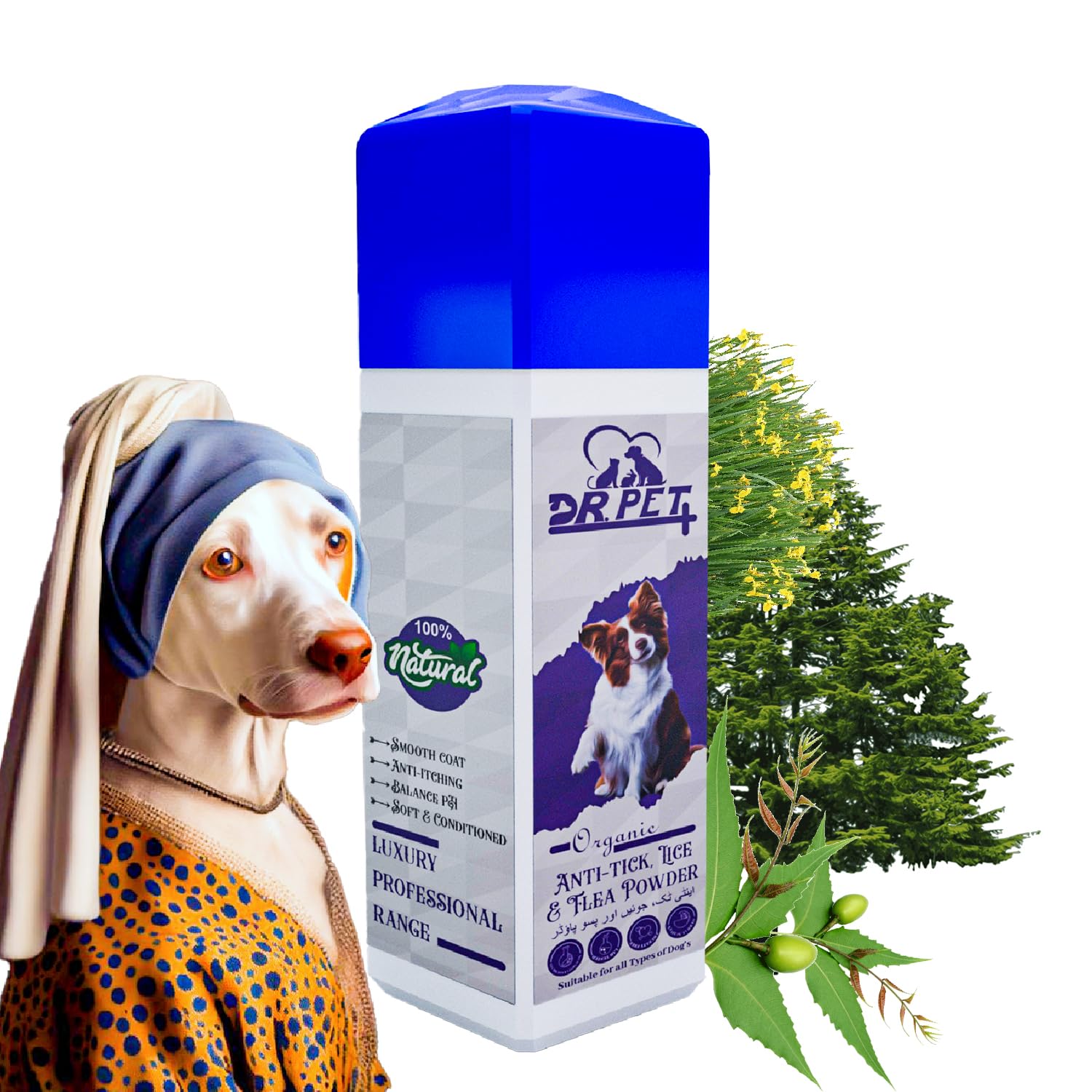 DR PET PLUS Powder for Dog Made with Natural Actives Help in Tick & Fleas Suitable for All Dogs Breed -100Gm