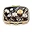 Dynippy Pill Case Pill Box with Mirror Retro Pocket 2 Compartment Medicine Case Vitamin Pill Organizer for Pocket Purse and Travel (Gold- Flower 1)