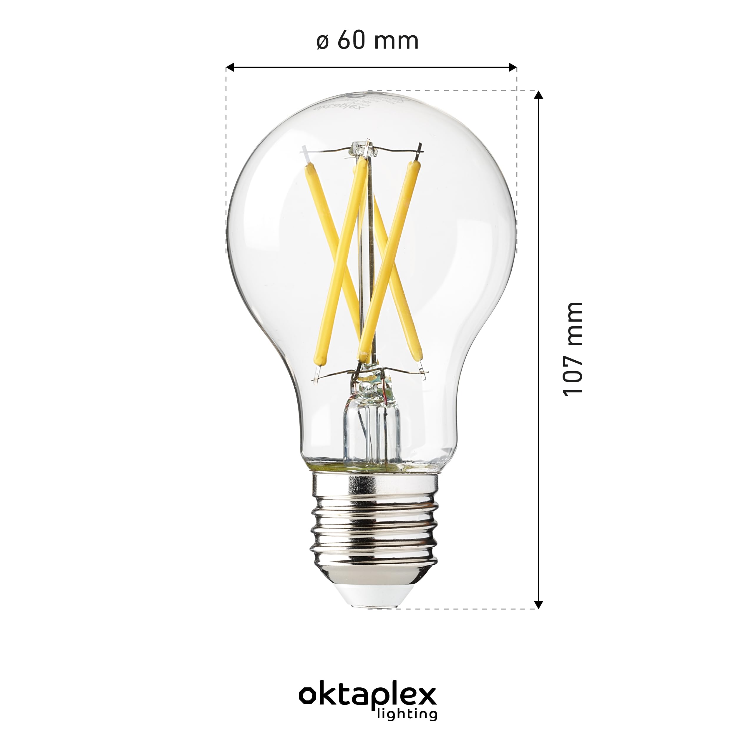 Oktaplex 12x lampadine LED E27 con filamento bianco caldo 2700K 806lm 3.8W equivalente 60W Classe di efficienza energetica A