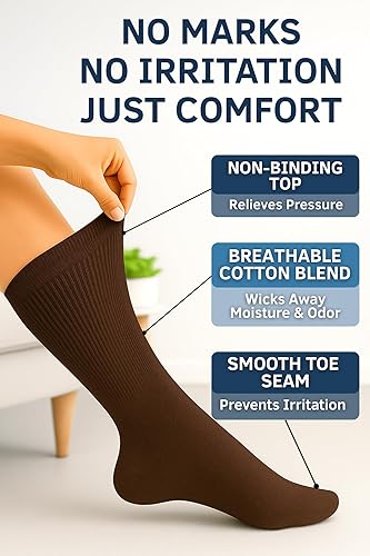 Miniatura 2 de 12 pares de calcetines de algodón para diabéticos para hombres y mujeres, calcetines de neuropatía extra anchos no vinculantes, calcetines de cuello