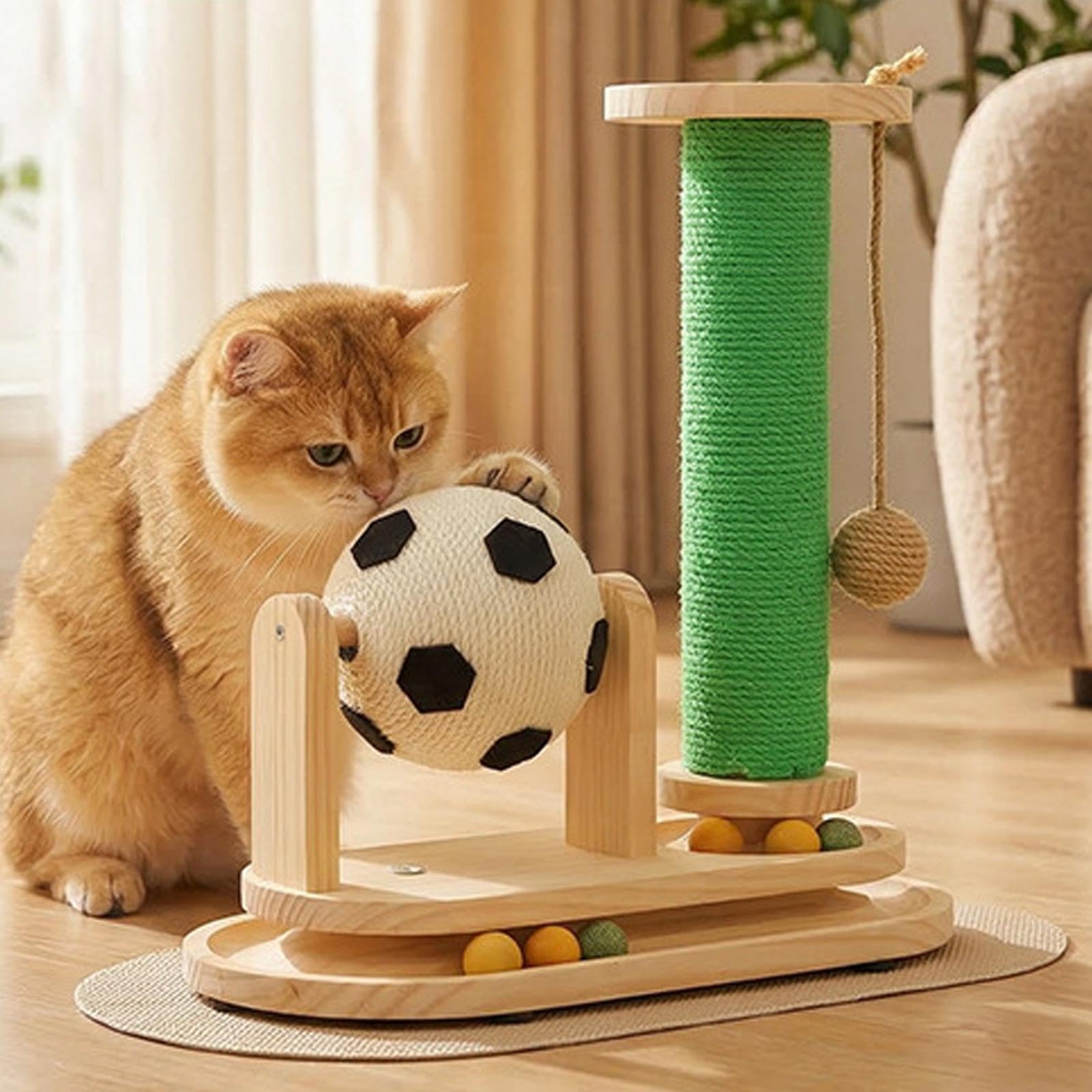 drapak Pionowa drewniana zabawka z kulką miętową