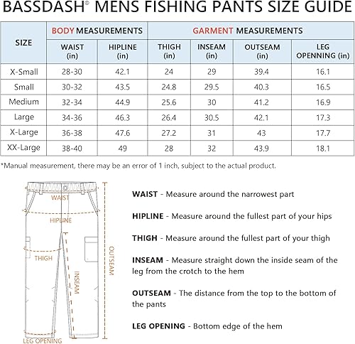 Miniatura 3 de BASSDASH Pantalones cargo de pesca para hombre, resistentes al agua, de secado rápido, ligeros, UPF 50+ para senderismo al aire libre, pantalones de