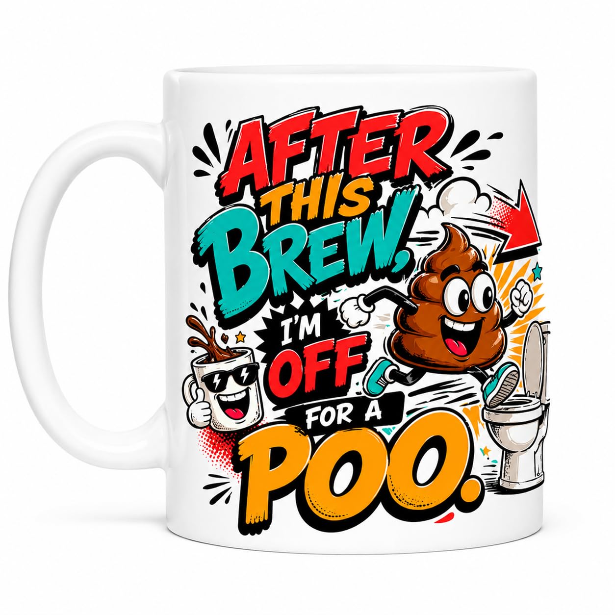 SASSY SIPS Funny Coffee Mug, 'After This Brew I'm Off for a Poo', Dual-Sided Design, Novelty Gift, Joke, 11oz Ceramic Coffee Cup Drinkware