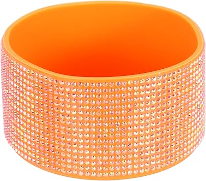 PATIKIL Glitter Silicone Boot, Diamond Water Bottle Protective Boot Shining Anti Slip Cup Sleeve Accessories for Stanley Tumbler 20-40OZ with 2.8" Bottom, Orange