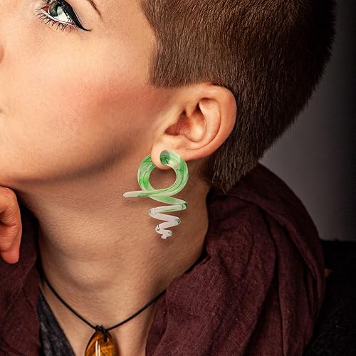 Miniatura 5 de Oyaface 2 unidades de vidrio para oreja, tapones para la oreja, dilatadores de oído, forma espiral