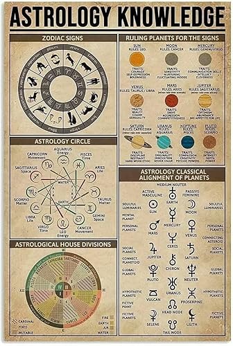 Astrology knowledge Metal Tin Signruling Planets For The SignsRetro Posterwitchoccultologyclubliving Roombathroomkitchenhome Artwall Decorplate Gift