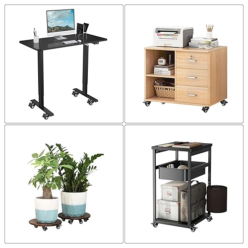 Miniatura 25 de Juego de 4 ruedas de 3 pulgadas, ruedas giratorias de goma resistentes con freno, ruedas de goma giratorias para banco de trabajo con bloqueo doble