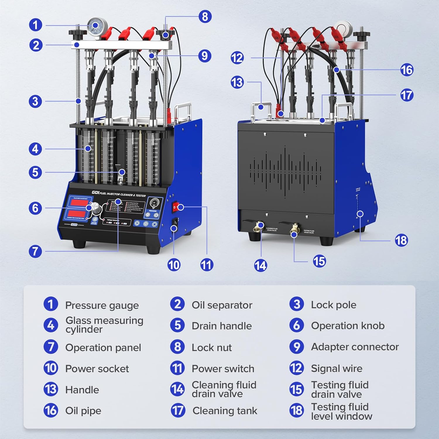 QPKING V209 GDI Fuel Injector Cleaner & Tester – Ultrasonic Cleaner Fixes Rough Idle & Restores Power, 4-Cylinder Injector Cleaner, 12V/70V/120V Voltage, for All Injectors: Piezo, GDI, EFI, FSI & Std.