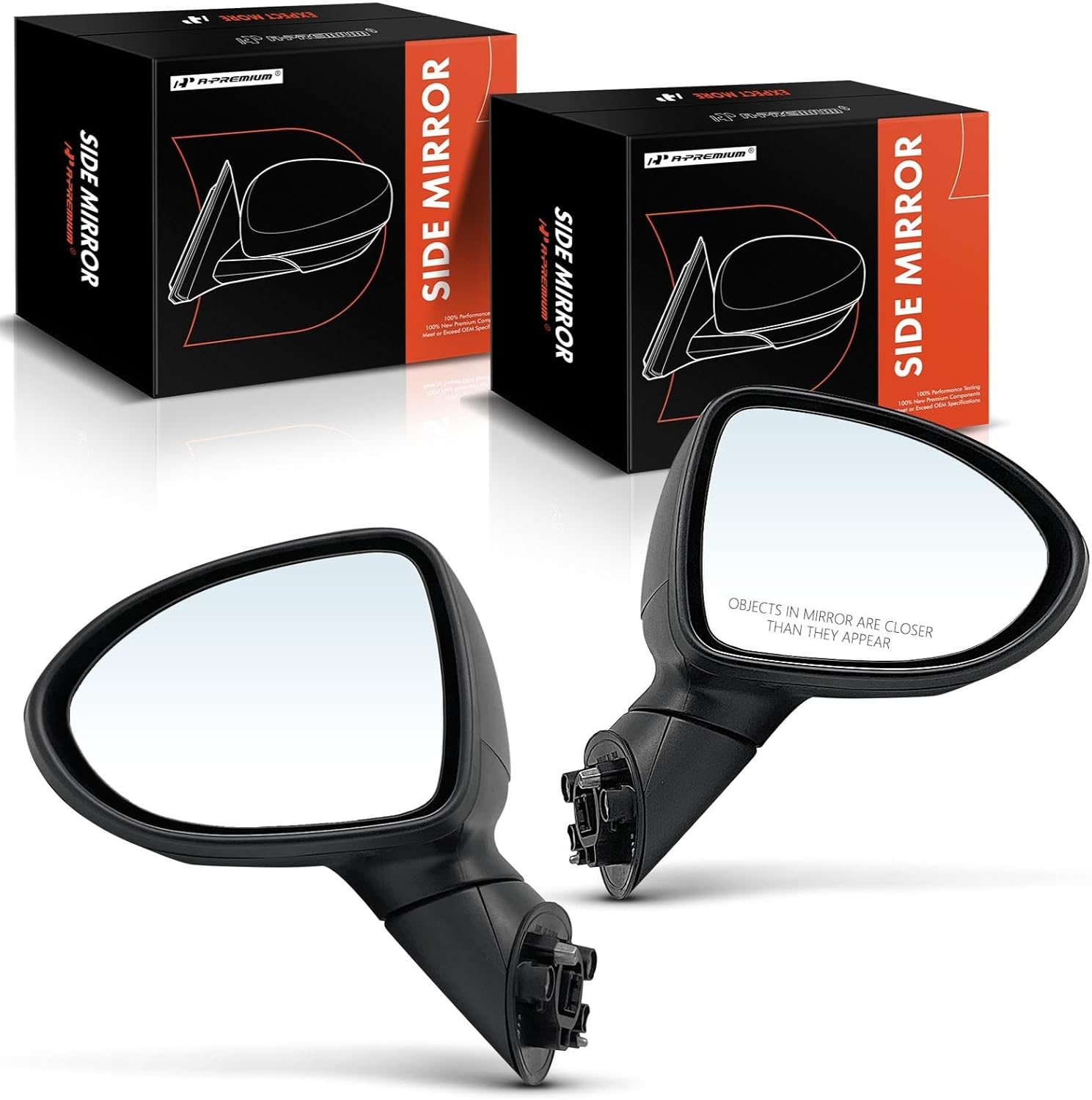 A-Premium Pair (2) Driver and Passenger Side Power Door Mirror - Compatible with Kia Rio 2012 2013 2014 - Heated Manual Folding Black Outside Rear View Mirror - Replace# 876101W140