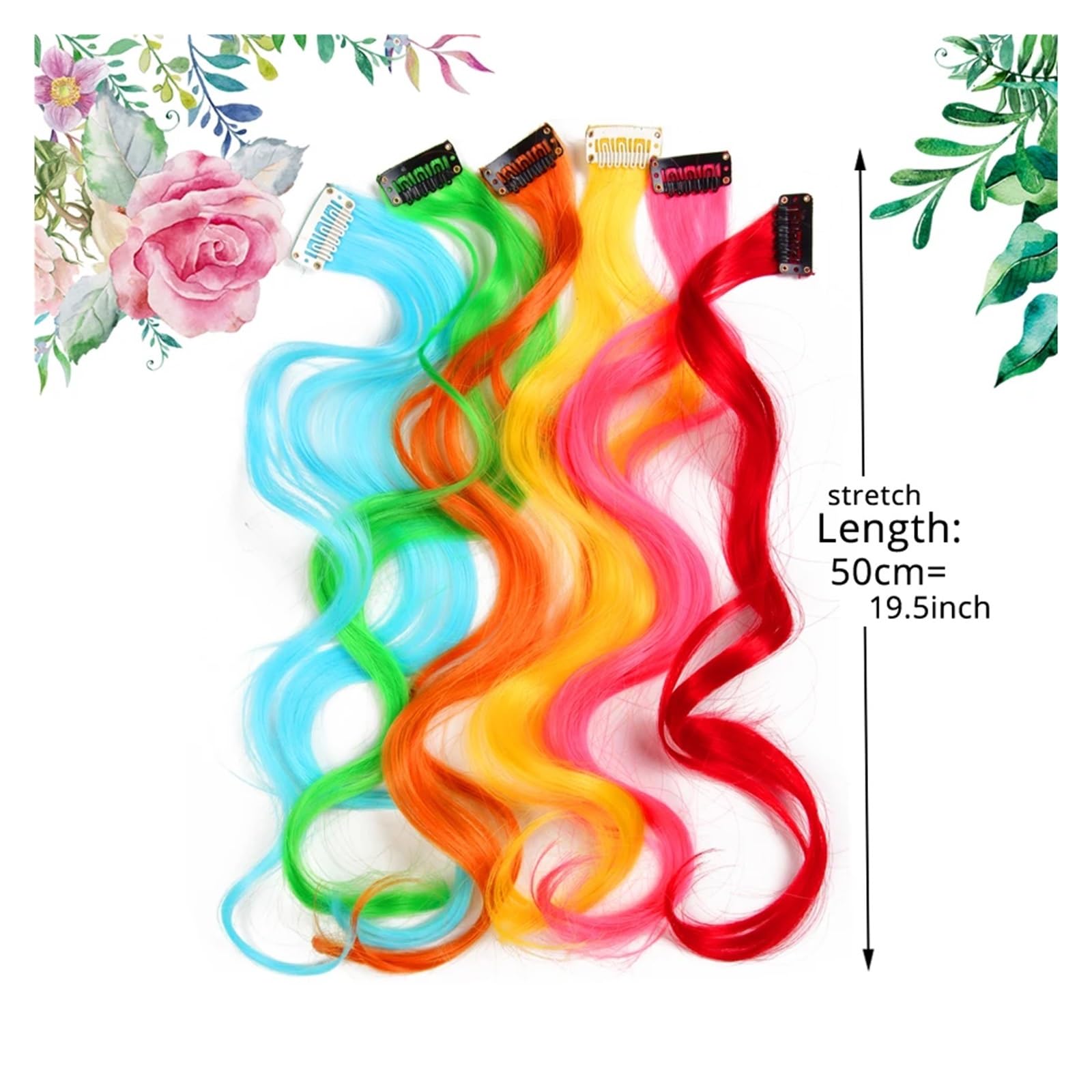 Estensione per capelli con piume Colori arcobaleno sintetici Una clip nelle estensioni dei capelli Arriccia i capelli lunghi for le donne Pezzo di capelli Blu Rosa Viola Rosso Verde ( Color : Q05 , Si