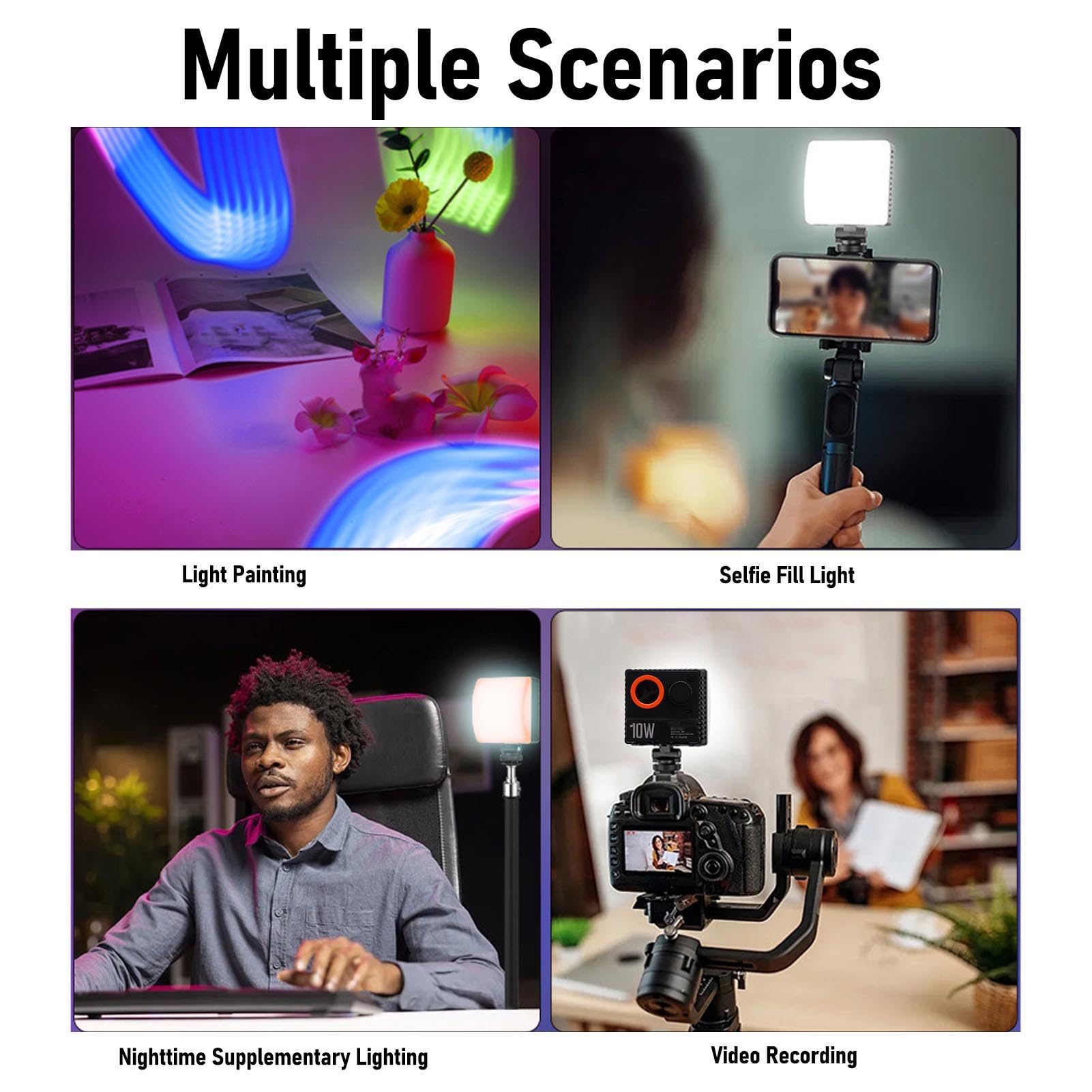 Fabater RGB-Videoleuchte, Tragbares Selfie-Licht, 0–360 Vollfarbe, CRI 95+, 1800–9000 K, LED, 2600 MAh, Wiederaufladbar, Clip-On-Fill-Beleuchtung für Fotografie, Videokonferenz