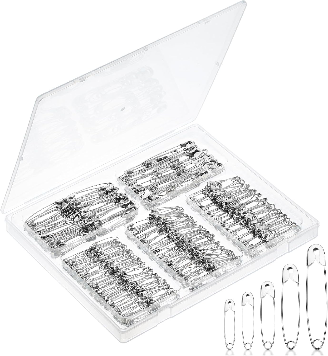 Mr. Pen- Safety Pins Assorted, 400 Pack, 5 Different Sizes, Silver