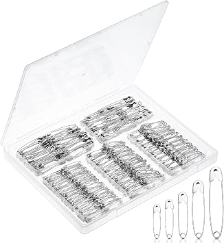 Mr. Pen Assorted Safety Pins - 400 Pack, 5 Sizes, Silver, Bulk, for Clothes
