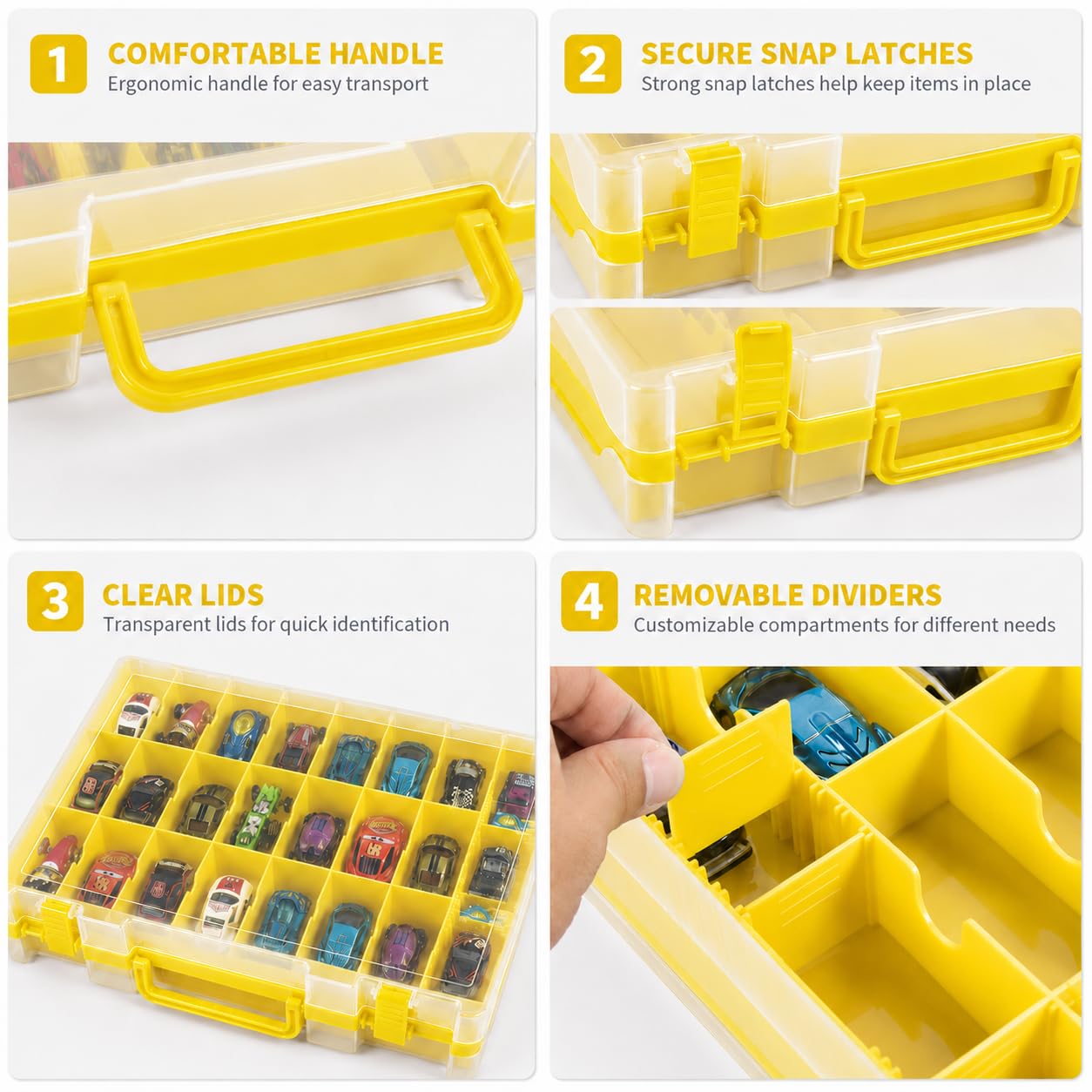 Estuche organizador de almacenamiento de coche de juguete compatible con ruedas calientes/para coches Matchbox. Soporte de contenedor de transporte para muñecas LOL Surprise/para Shopkins con 48