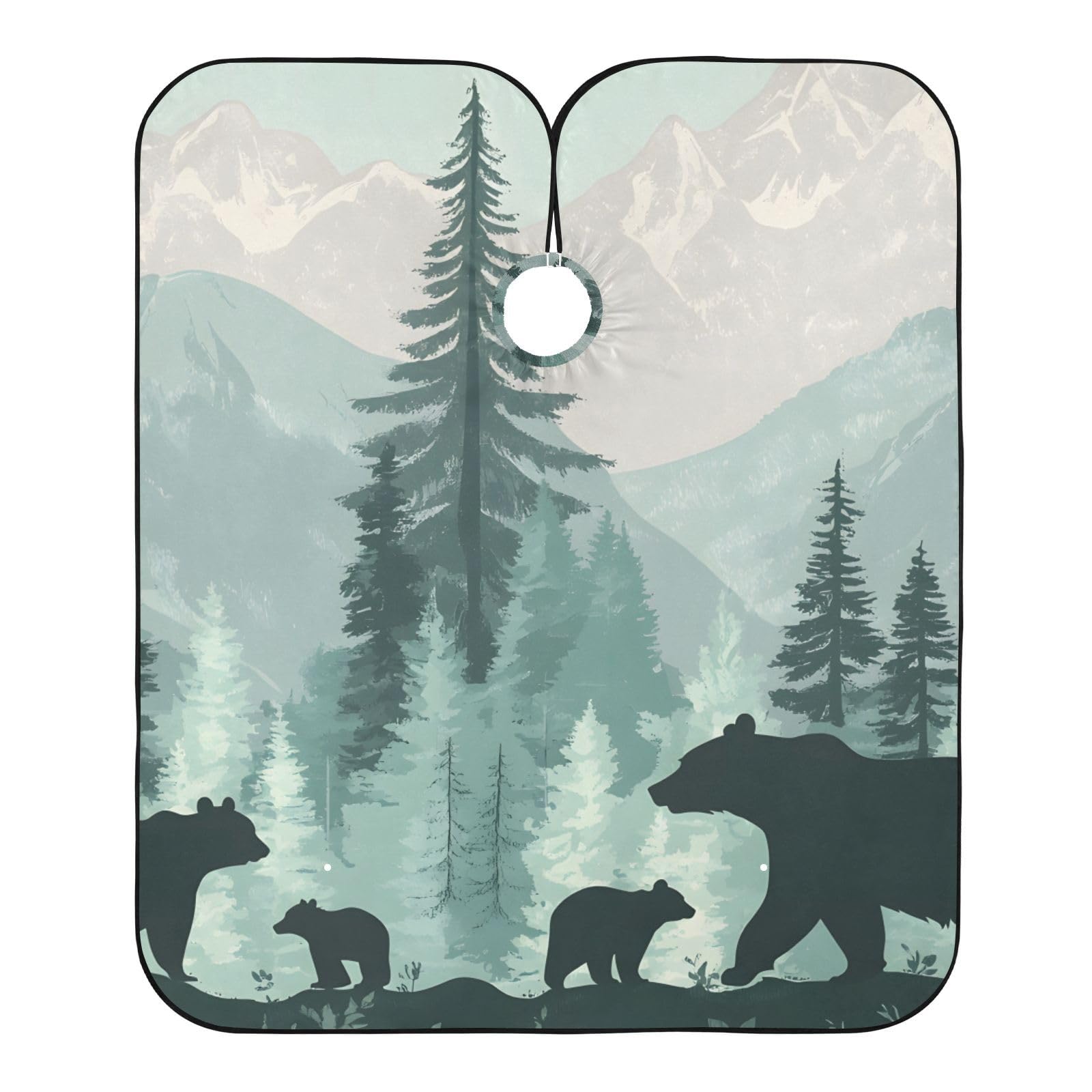 Hezely Black Bears Hair Dye Cape, Barber Cape for Adults,Waterproof Salon Cape,Waterproof Hairdressing Styling Hair Cutting, 65