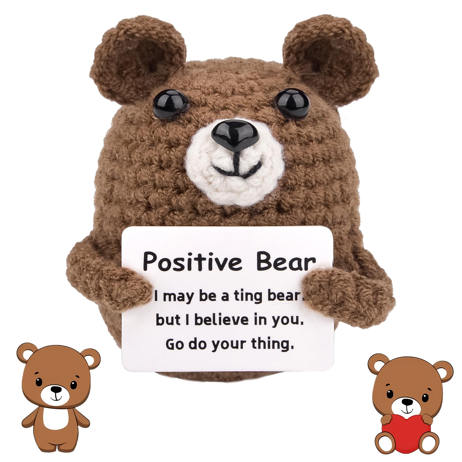 VibbangPocket Bear Hugs, Positive Doll Plush Toys, Worry Bear Emotional Support Gifts, Thinking of You Get Well Soon Hugs, Cheer Up Gifts for Children, Lovers, Friends, Couples