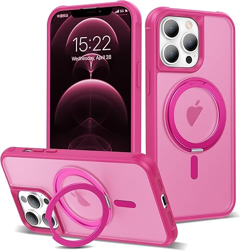Miniatura 8 de Funda diseñada para iPhone 14 Pro Max con soporte de anillo magnético giratorio de 360° [compatible con Mag-Safe] [protección de grado militar]