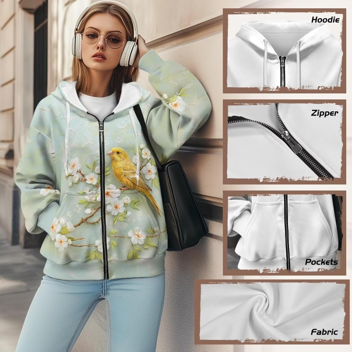 Womens Zip Up Sweatshirts Hooded Long Sleeve Graphic Casual Hoodies Fall Fashion Outfits