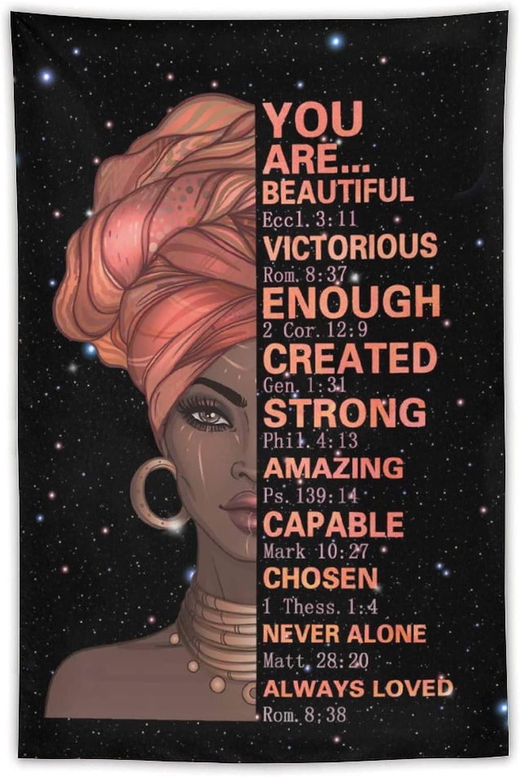 EEIVEUN African American Black Women Tapestry Inspirational Wall Tapestries Throw Tablecloth Bedspread Home Decor Wall Art for Office Living Room Bedroom Dorm Ready To Hang(40 x 60 in)