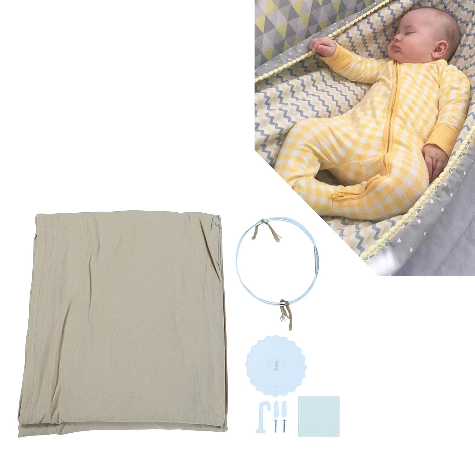 Tenda Sospesa in Morbido Cotone con Baldacchino per Letto per Bambini per un Accogliente Angolo Lettura in Colore Kaki per L'arredamento della Stanza dei Bambini