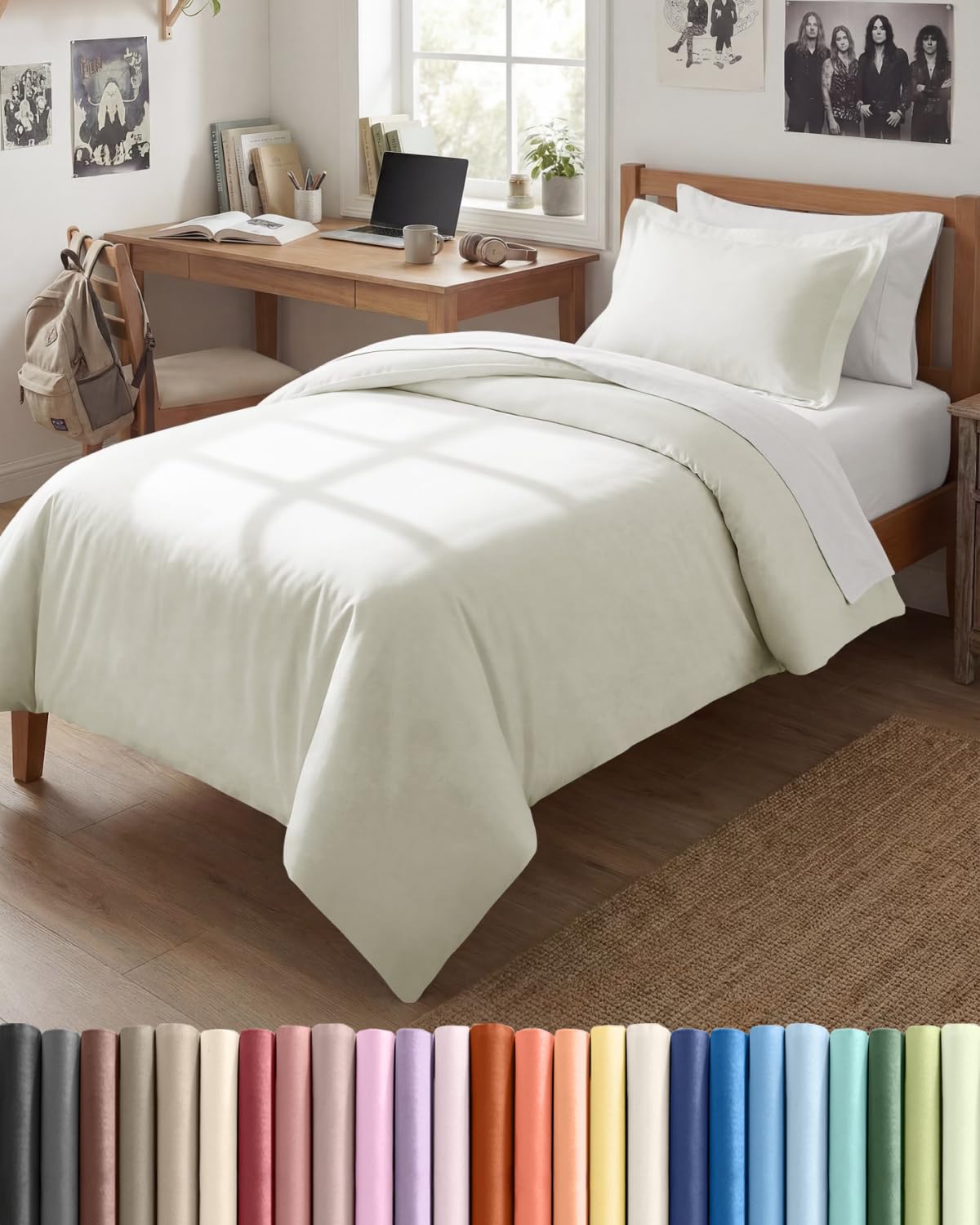 Duvet Cover Twin/Twin XL - 2 Piece Set, College Dorm Room - Ivory