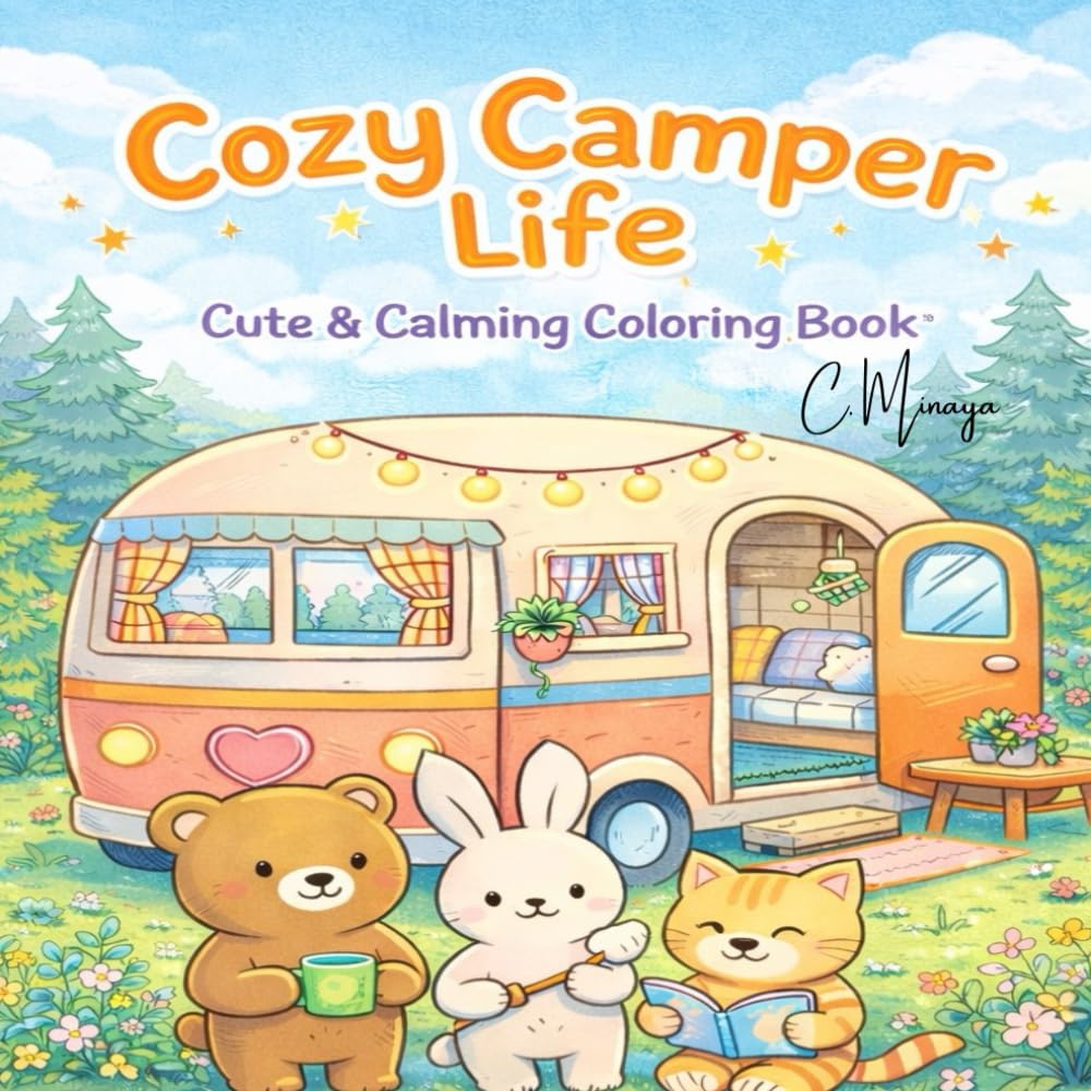 Cozy Camper Life: Cute & Calming Coloring Book (Cozy, Cute, & Calming)